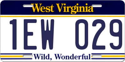 WV license plate 1EW029