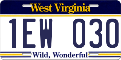 WV license plate 1EW030