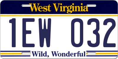 WV license plate 1EW032