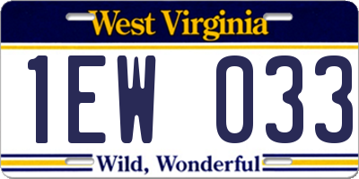 WV license plate 1EW033