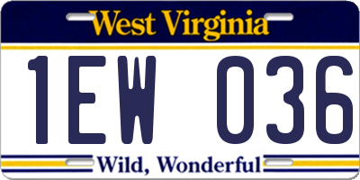 WV license plate 1EW036