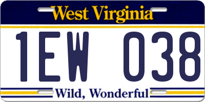 WV license plate 1EW038