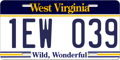 WV license plate 1EW039