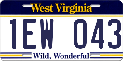 WV license plate 1EW043