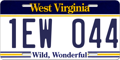 WV license plate 1EW044