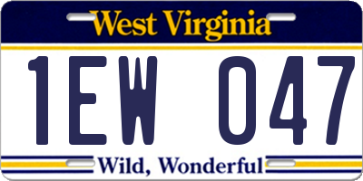 WV license plate 1EW047