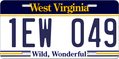 WV license plate 1EW049