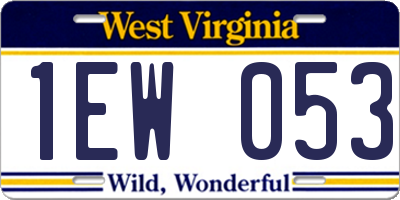 WV license plate 1EW053