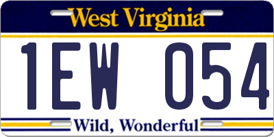 WV license plate 1EW054