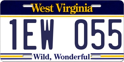 WV license plate 1EW055