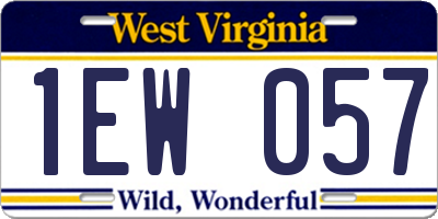 WV license plate 1EW057