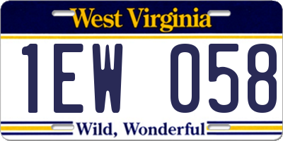 WV license plate 1EW058
