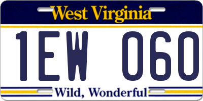 WV license plate 1EW060