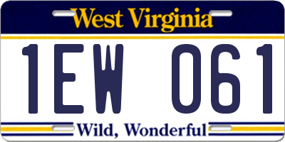 WV license plate 1EW061