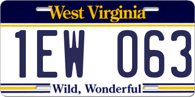 WV license plate 1EW063