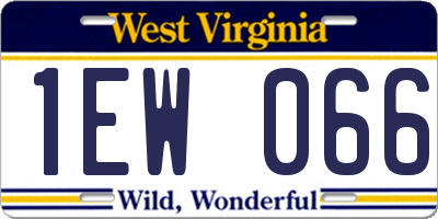 WV license plate 1EW066