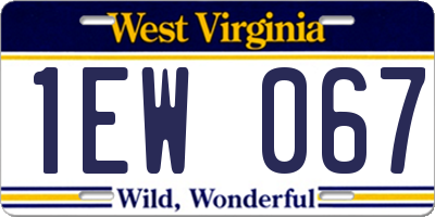 WV license plate 1EW067