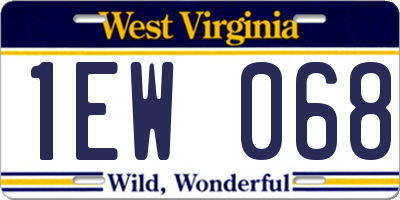 WV license plate 1EW068