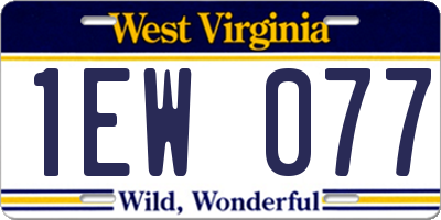 WV license plate 1EW077
