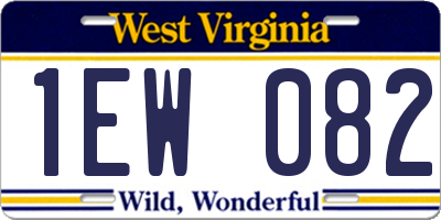 WV license plate 1EW082