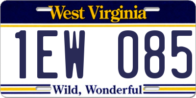 WV license plate 1EW085