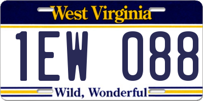 WV license plate 1EW088