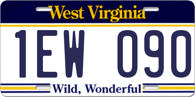 WV license plate 1EW090
