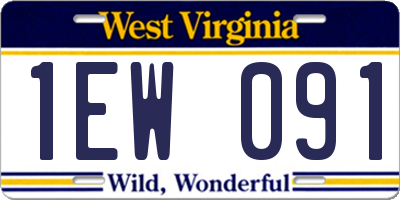 WV license plate 1EW091