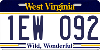 WV license plate 1EW092