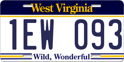 WV license plate 1EW093