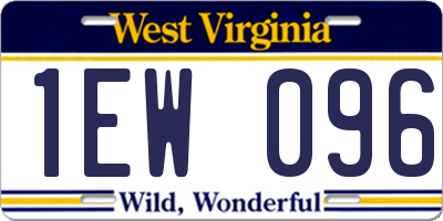 WV license plate 1EW096