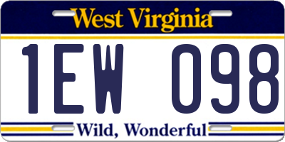 WV license plate 1EW098