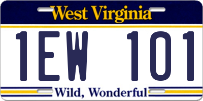 WV license plate 1EW101