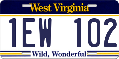 WV license plate 1EW102
