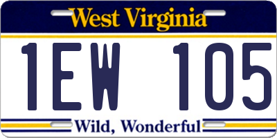 WV license plate 1EW105