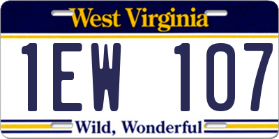 WV license plate 1EW107