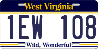 WV license plate 1EW108