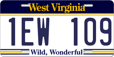 WV license plate 1EW109