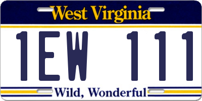 WV license plate 1EW111