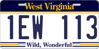 WV license plate 1EW113