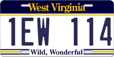 WV license plate 1EW114