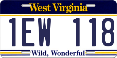 WV license plate 1EW118