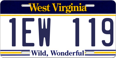 WV license plate 1EW119