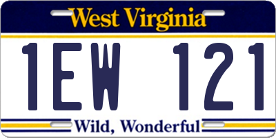 WV license plate 1EW121