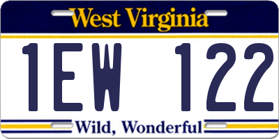 WV license plate 1EW122