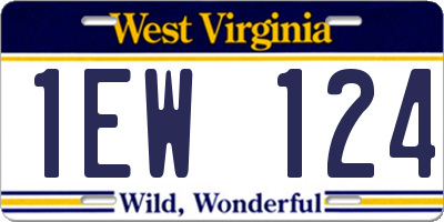 WV license plate 1EW124