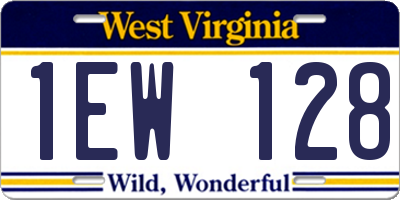 WV license plate 1EW128