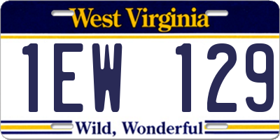WV license plate 1EW129
