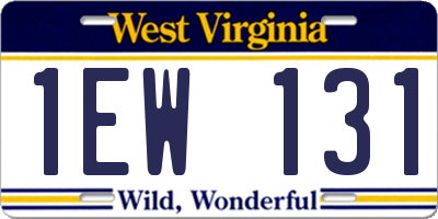 WV license plate 1EW131
