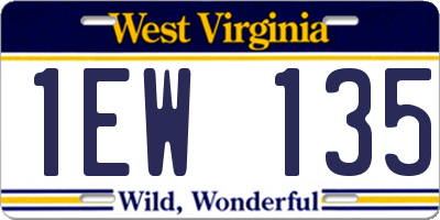 WV license plate 1EW135